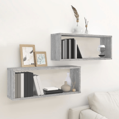 vidaXL-Mensole-Cubo-Muro-2-pz-Grigio-Sonoma-60x15x23-Legno-Multistrato