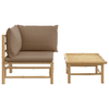 vidaXL-Set-Salotto-da-Giardino-2pz-con-Cuscini-Tortora-Bambu