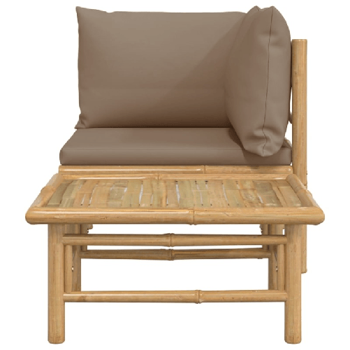 vidaXL-Set-Salotto-da-Giardino-2pz-con-Cuscini-Tortora-Bambu