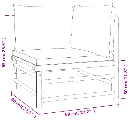 vidaXL-Set-Salotto-da-Giardino-2pz-con-Cuscini-Tortora-Bambu