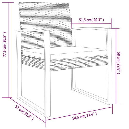 vidaXL-Sedie-da-Pranzo-da-Giardino-2-pz-Grigio-Scuro-in-Rattan-PP