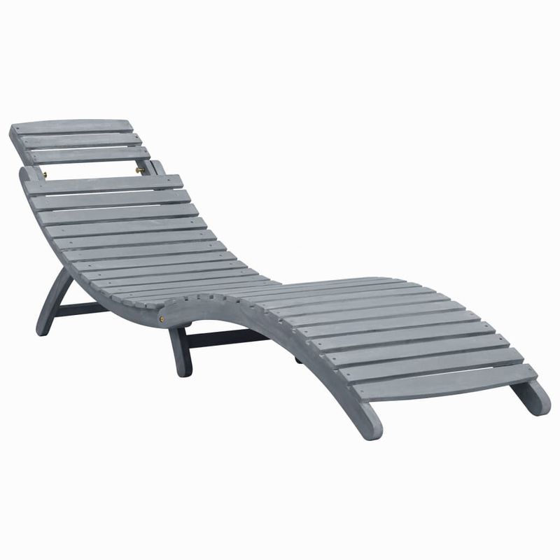 vidaXL-Sdraio-con-Cuscino-Grigia-in-Legno-Massello-di-Acacia