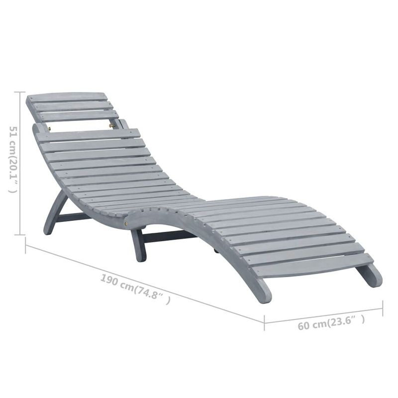 vidaXL-Sdraio-con-Cuscino-Grigia-in-Legno-Massello-di-Acacia