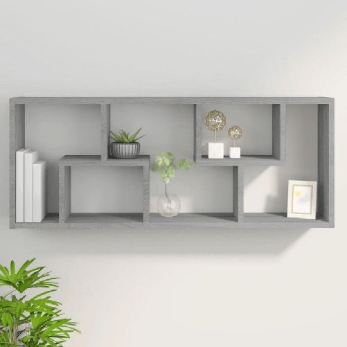 vidaXL-Mensola-a-Muro-Grigio-Sonoma-36x16x90-cm-in-Legno-Multistrato