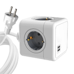 MicroConnect PowerCube, 4 Schuko outlets, - 2 USB A ports 1,5m cable - White - Warranty: 300M