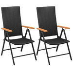 Sedie-da-Giardino-Impilabili-2-pz-in-Polyrattan-Nere