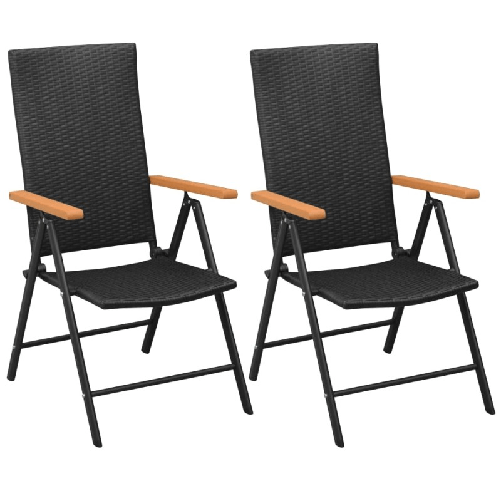 Sedie-da-Giardino-Impilabili-2-pz-in-Polyrattan-Nere