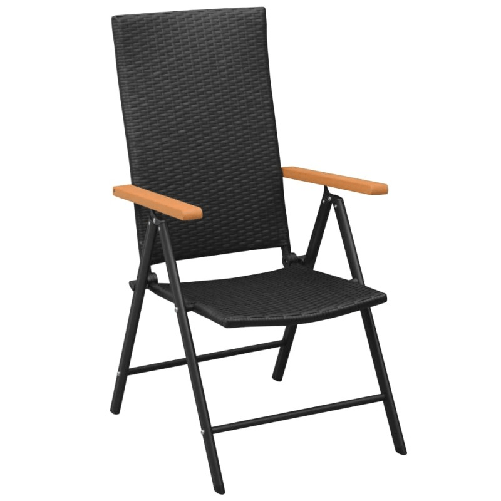 Sedie-da-Giardino-Impilabili-2-pz-in-Polyrattan-Nere