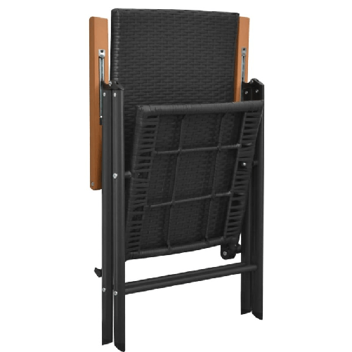 Sedie-da-Giardino-Impilabili-2-pz-in-Polyrattan-Nere