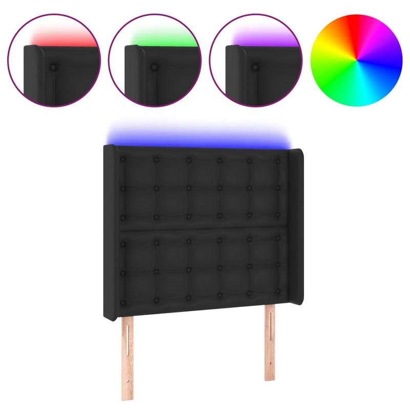 Testiera-a-LED-Nera-147x16x118-128-cm-in-Similpelle