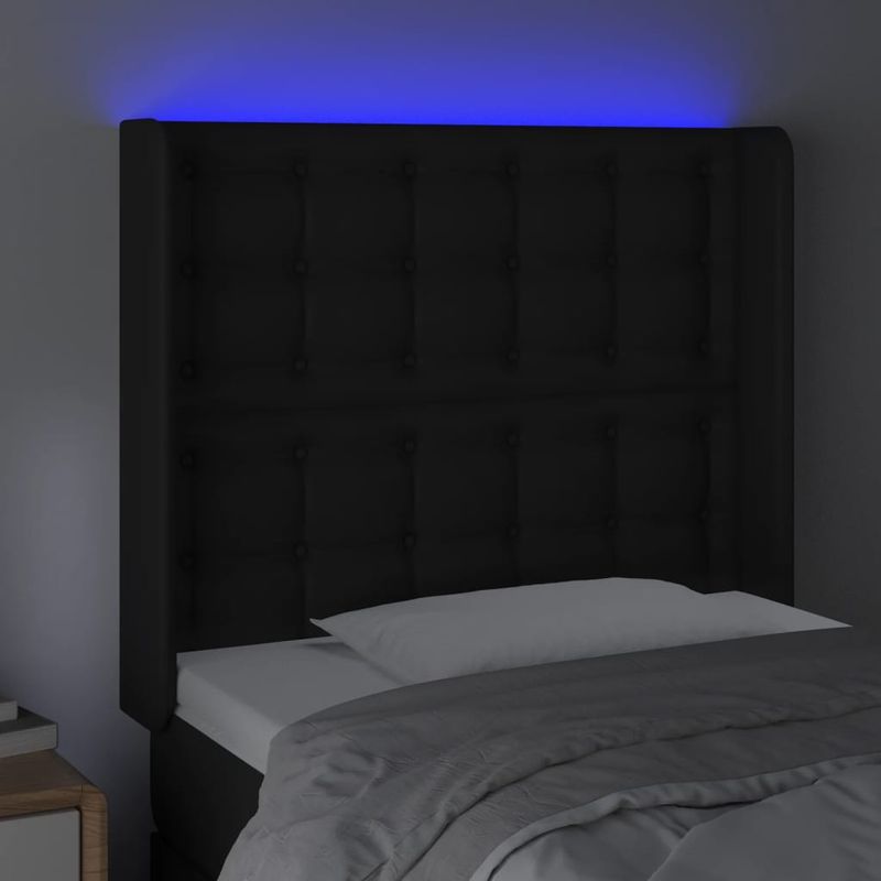 Testiera-a-LED-Nera-147x16x118-128-cm-in-Similpelle