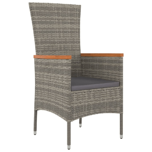 Sedie-da-Giardino-con-Cuscini-2-pz-in-Polyrattan-Grigie
