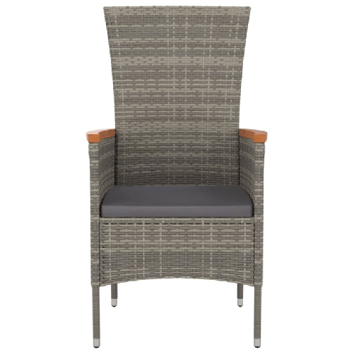 Sedie-da-Giardino-con-Cuscini-2-pz-in-Polyrattan-Grigie