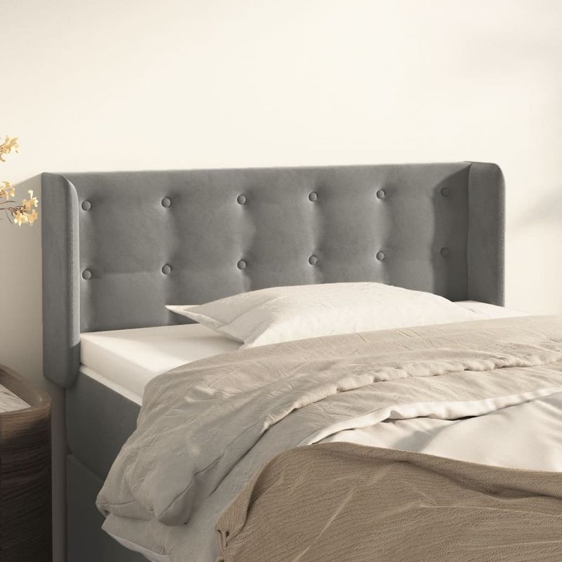 Testiera-ad-Orecchio-Grigio-Chiaro-147x16x78-88-cm-in-Velluto