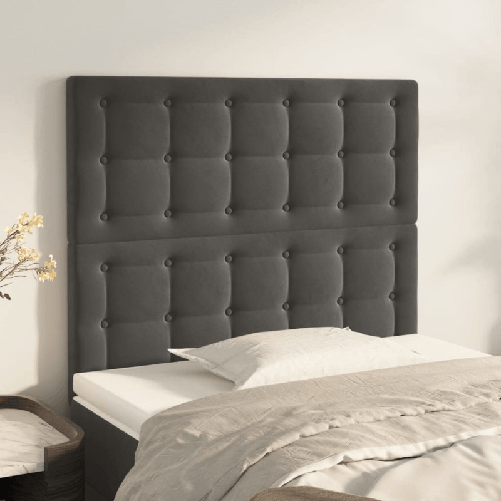 Testiera-2-pz-Grigio-Scuro-80x5x78-88-cm-in-Velluto