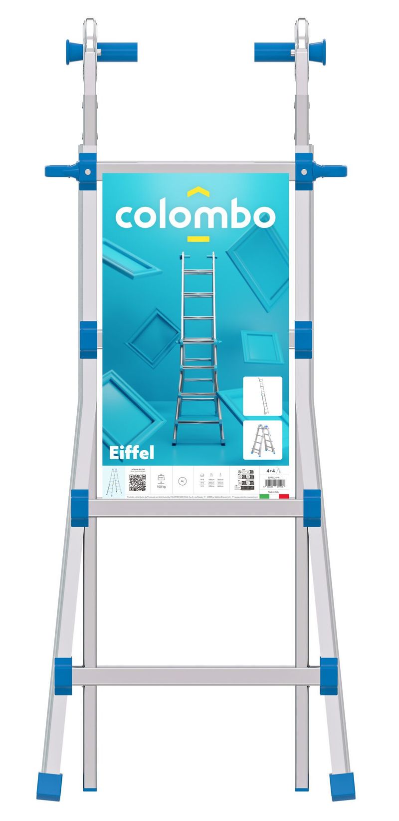 Colombo-Scala-EIFFEL-5-5-In-Alluminio-Altezza-Massima-46-M-Gradini-Zigrinati-Piedini-Antisdrucciolevoli-E-Antiruggine