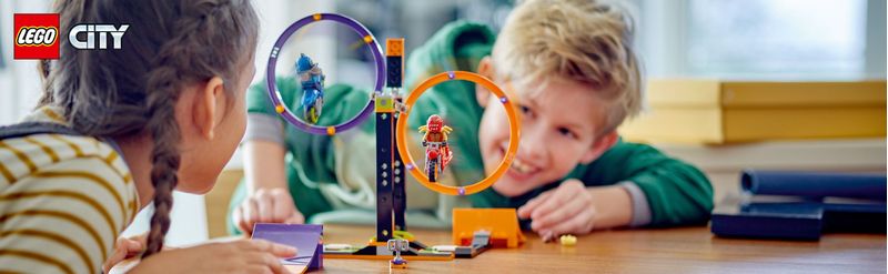 LEGO-City-Stuntz-60360-Sfida-Acrobatica--Anelli-Rotanti-Gare-per-1-o-2-Giocatori-con-Moto-Giocattolo-Giochi-per-Bambini