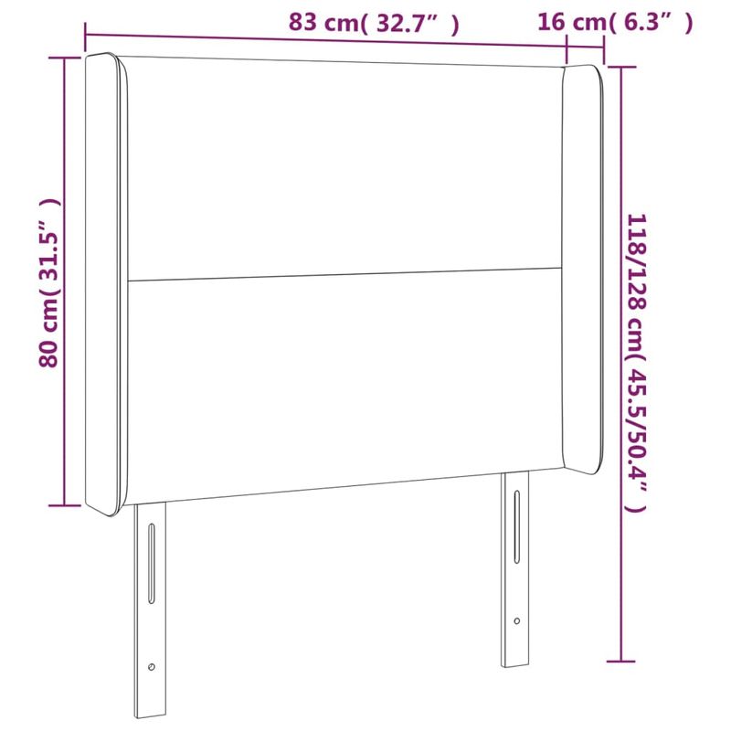 Testiera-ad-Orecchio-Grigio-Scuro-93x16x78-88-cm-in-Tessuto