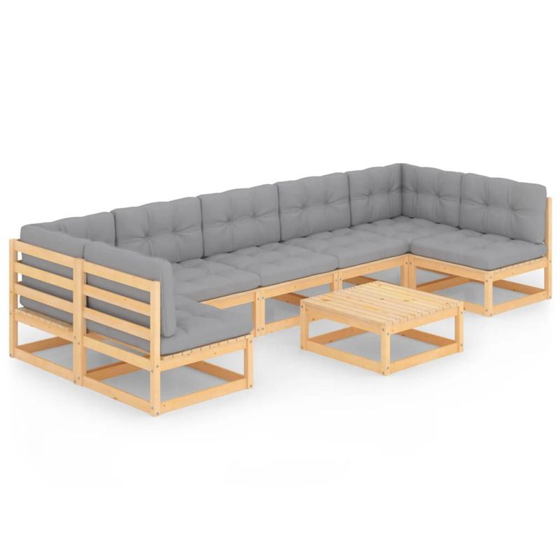 vidaXL-Set-Divani-da-Giardino-8-pz-con-Cuscini-Legno-Massello-di-Pino
