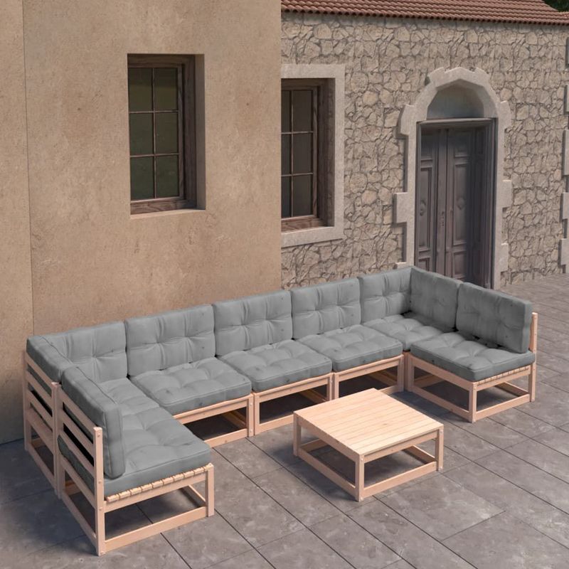 vidaXL-Set-Divani-da-Giardino-8-pz-con-Cuscini-Legno-Massello-di-Pino