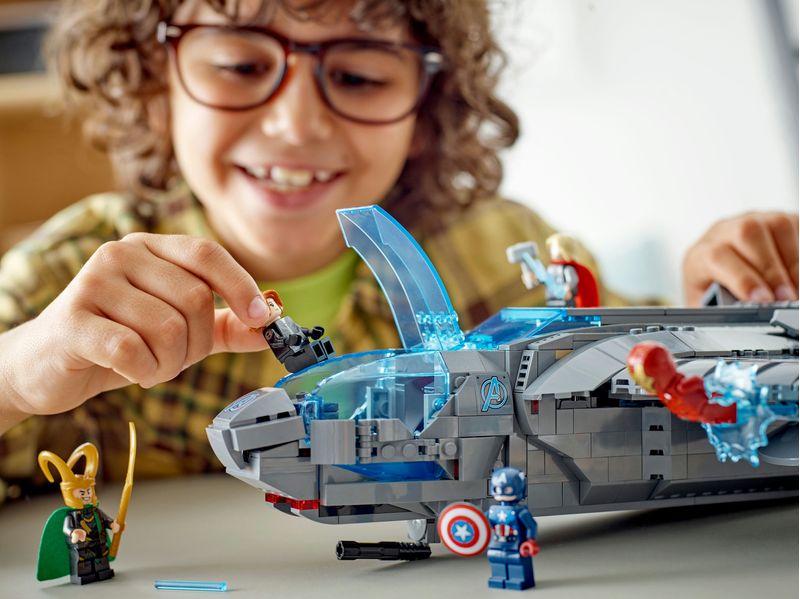 giochi-per-bambini-mattoncini-lego-costruzioni-lego-modellino-da-costruire-lego-marvel-supereroi-personaggi-marvel-avengers-lego-marvel-avengers-aereo-giocattolo-astronave-giocattolo-Thor-Iron-Man-Black-Widow-Loki-Captain-America