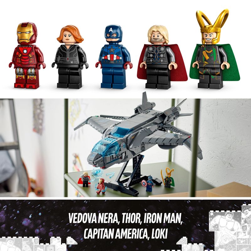 giochi-per-bambini-mattoncini-lego-costruzioni-lego-modellino-da-costruire-lego-marvel-supereroi-personaggi-marvel-avengers-lego-marvel-avengers-aereo-giocattolo-astronave-giocattolo-Thor-Iron-Man-Black-Widow-Loki-Captain-America