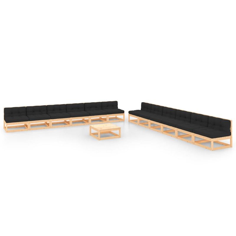 vidaXL-Set-Divani-da-Giardino-13-pz-con-Cuscini-Legno-Massello-di-Pino