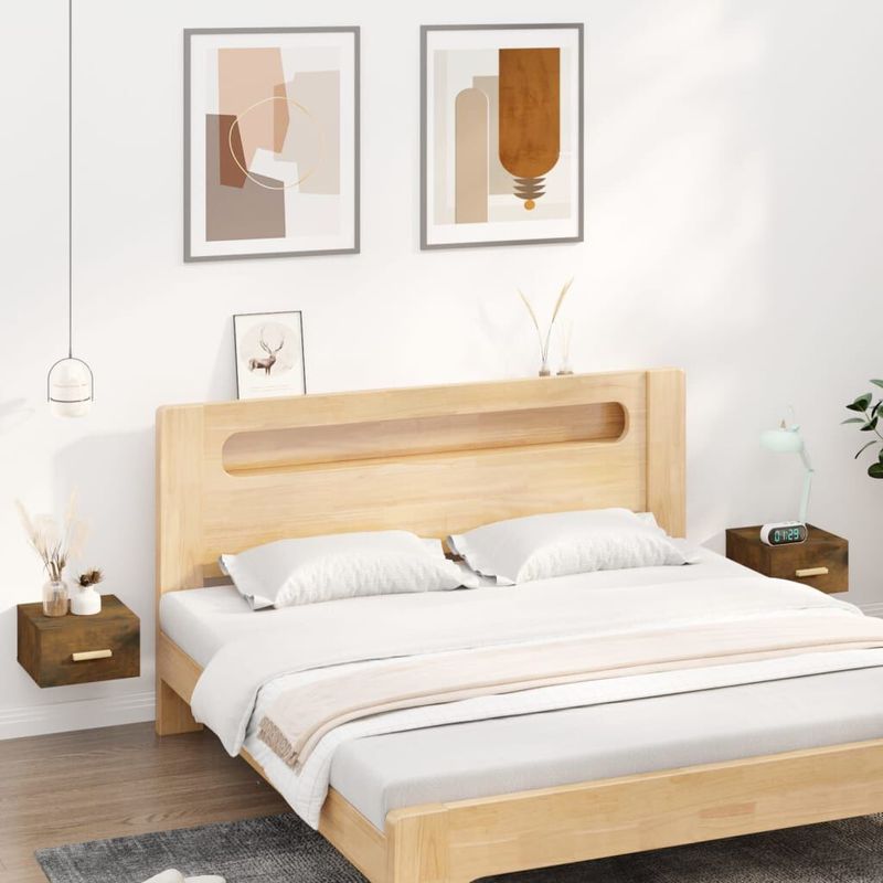 vidaXL-Comodini-a-Muro-2-pz-Rovere-Fumo-35x35x20-cm