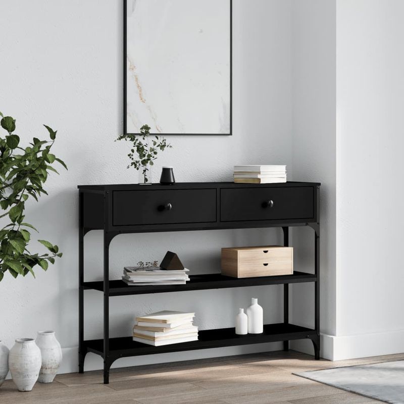 vidaXL-Tavolino-Consolle-Nero-100x25x75-cm-in-Legno-Multistrato