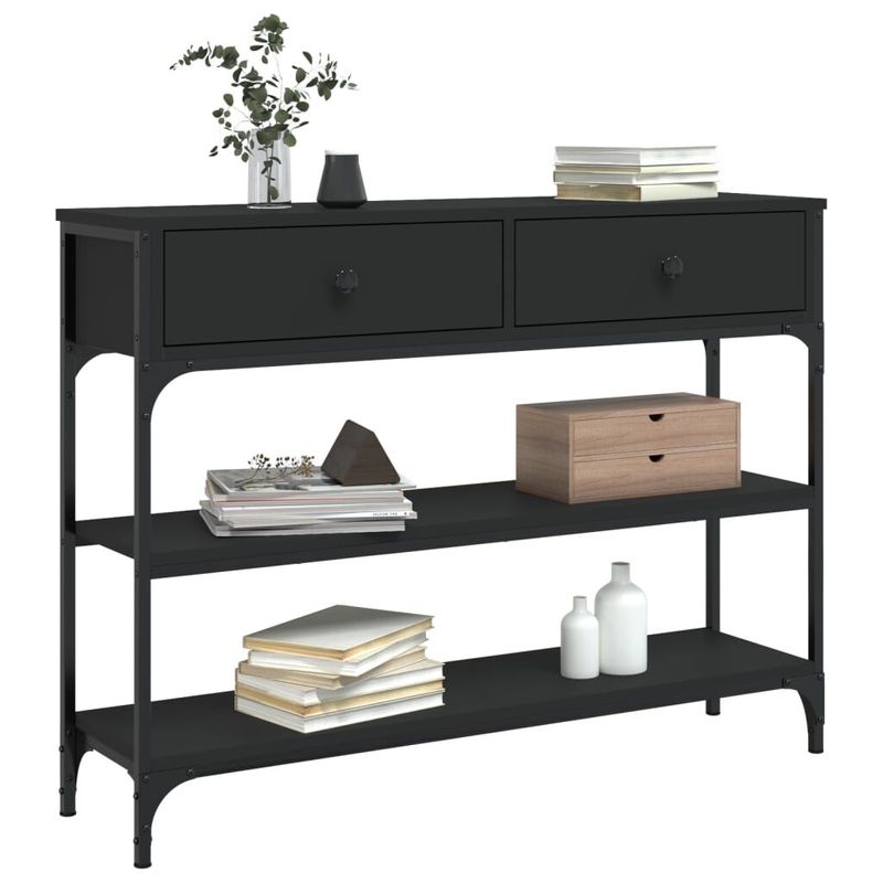 vidaXL-Tavolino-Consolle-Nero-100x25x75-cm-in-Legno-Multistrato