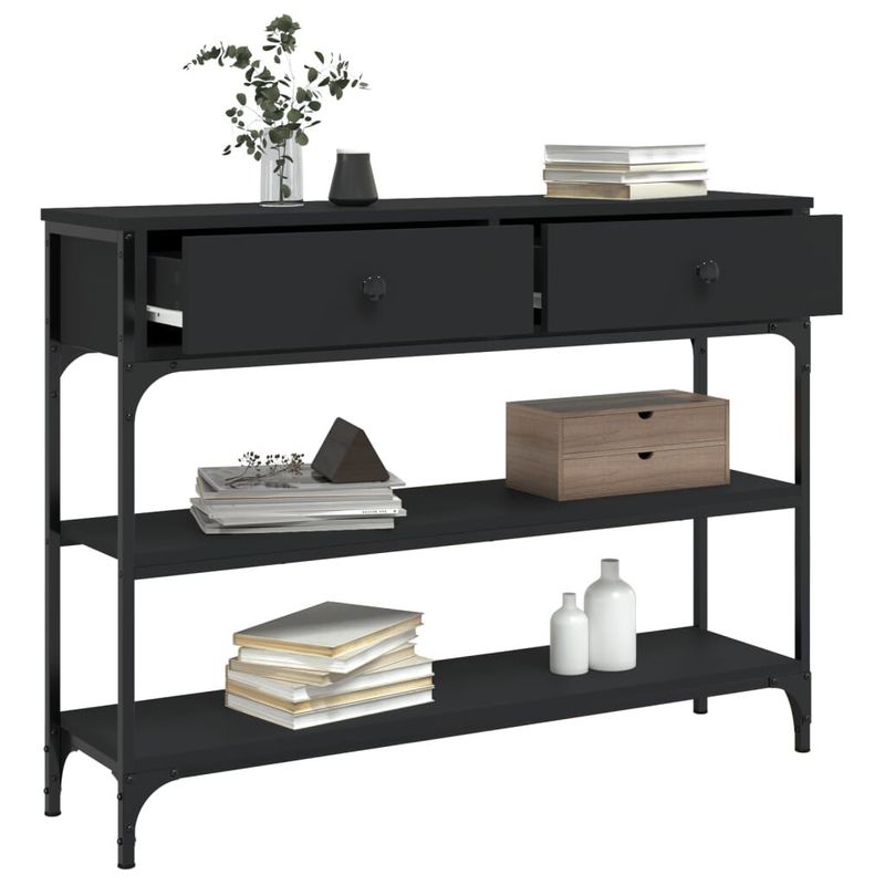 vidaXL-Tavolino-Consolle-Nero-100x25x75-cm-in-Legno-Multistrato