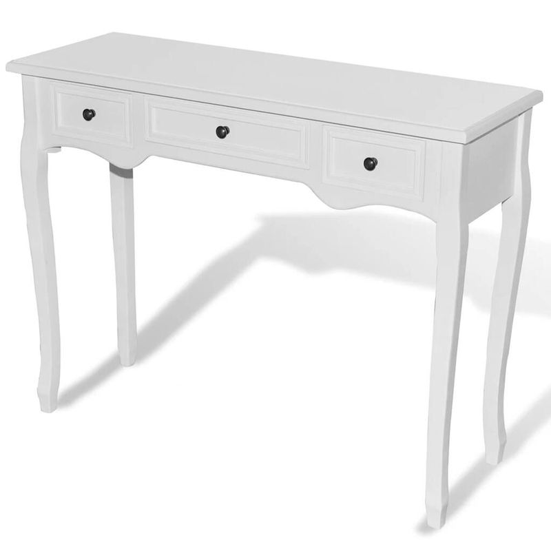 vidaXL-Tavolo-Consolle-da-Trucco-con-3-Cassetti-Bianco-