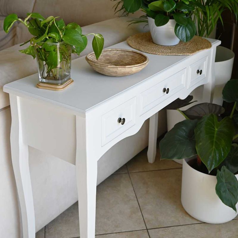 vidaXL-Tavolo-Consolle-da-Trucco-con-3-Cassetti-Bianco-