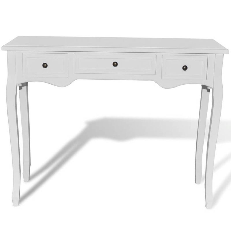 vidaXL-Tavolo-Consolle-da-Trucco-con-3-Cassetti-Bianco-