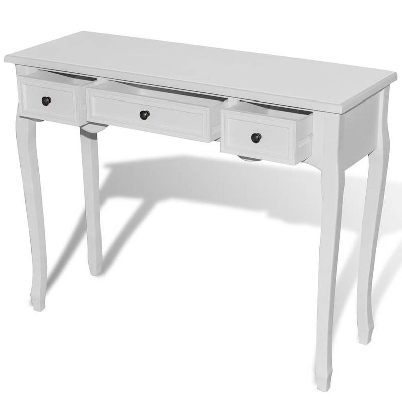 vidaXL-Tavolo-Consolle-da-Trucco-con-3-Cassetti-Bianco-