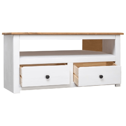 vidaXL-Mobile-TV-Angolare-Bianco-93x49x49cm-Pino-Massello-Panama-Range