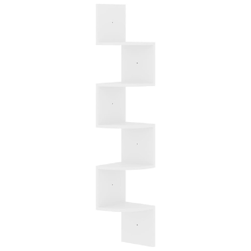 vidaXL-Scaffale-Angolare-a-Muro-Bianco-Lucido-19x19x123-cm-Truciolato