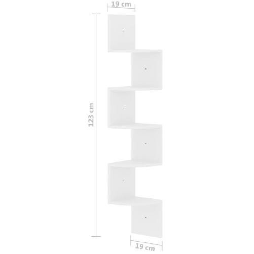 vidaXL-Scaffale-Angolare-a-Muro-Bianco-Lucido-19x19x123-cm-Truciolato