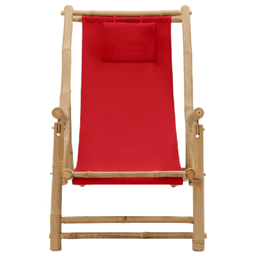 vidaXL-Sedia-a-Sdraio-in-Bambu-e-Tela-Rosso
