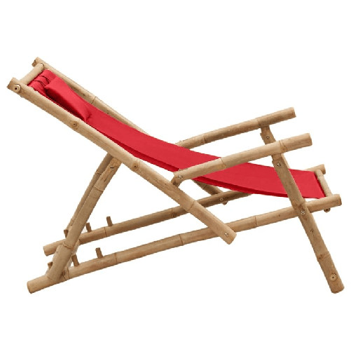 vidaXL-Sedia-a-Sdraio-in-Bambu-e-Tela-Rosso