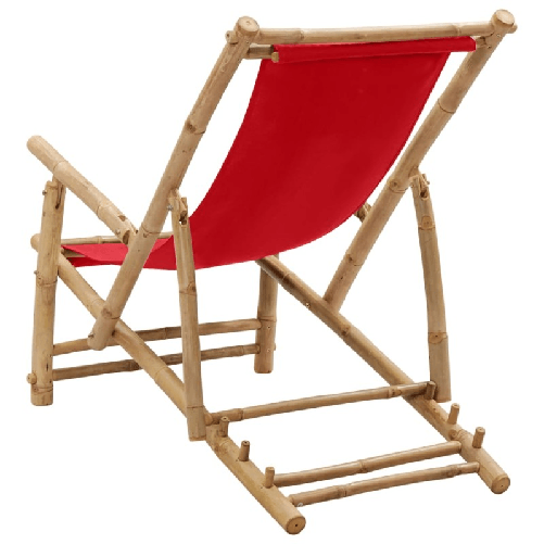 vidaXL-Sedia-a-Sdraio-in-Bambu-e-Tela-Rosso