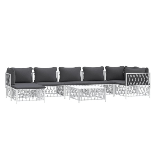 vidaXL-Set-Salotto-da-Giardino-8-pz-con-Cuscini-in-Acciaio-Bianco