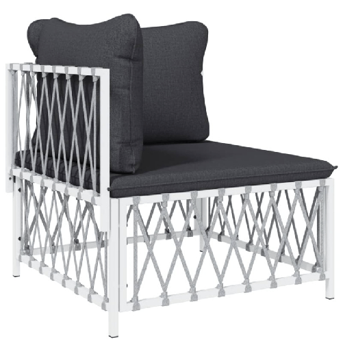 vidaXL-Set-Salotto-da-Giardino-8-pz-con-Cuscini-in-Acciaio-Bianco
