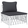 vidaXL-Set-Salotto-da-Giardino-8-pz-con-Cuscini-in-Acciaio-Bianco