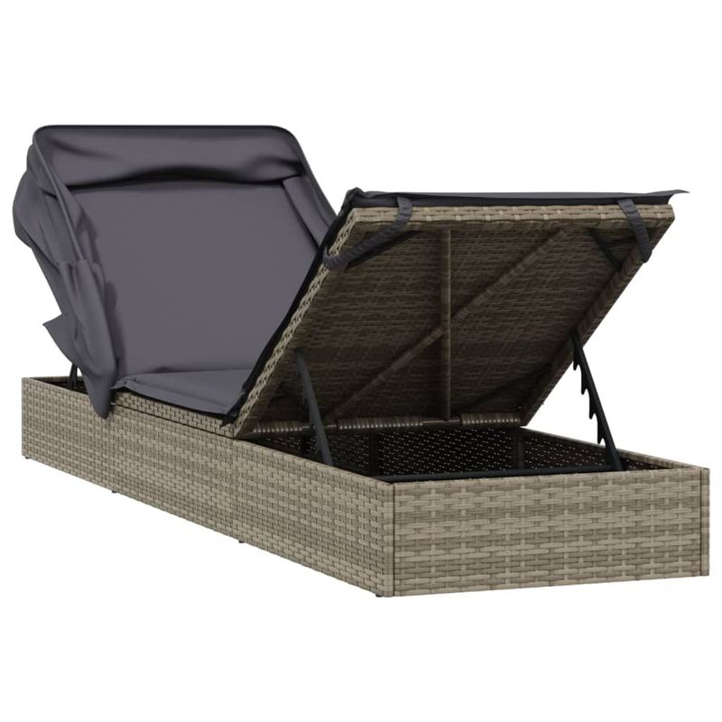 vidaXL-Lettino-con-Tetto-Pieghevole-Grigio-213x63x97-cm-Polyrattan