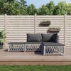 vidaXL-Set-Salotto-da-Giardino-4-pz-con-Cuscini-in-Acciaio-Bianco