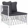 vidaXL-Set-Salotto-da-Giardino-4-pz-con-Cuscini-in-Acciaio-Bianco