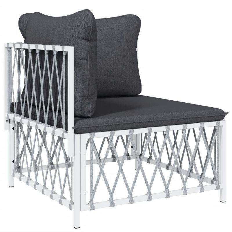 vidaXL-Set-Salotto-da-Giardino-4-pz-con-Cuscini-in-Acciaio-Bianco