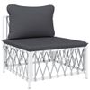 vidaXL-Set-Salotto-da-Giardino-4-pz-con-Cuscini-in-Acciaio-Bianco
