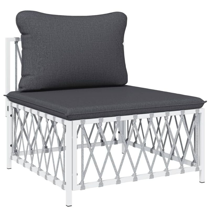 vidaXL-Set-Salotto-da-Giardino-4-pz-con-Cuscini-in-Acciaio-Bianco